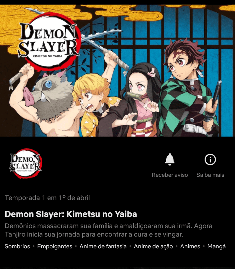 Demon Slayer - Série anime chega na Netflix Brasil em abril!